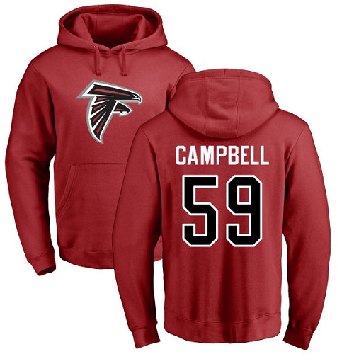 Atlanta Falcons Men Red De Vondre Campbell Name And Number Logo NFL Football #59 Pullover Hoodie Sweatshirts